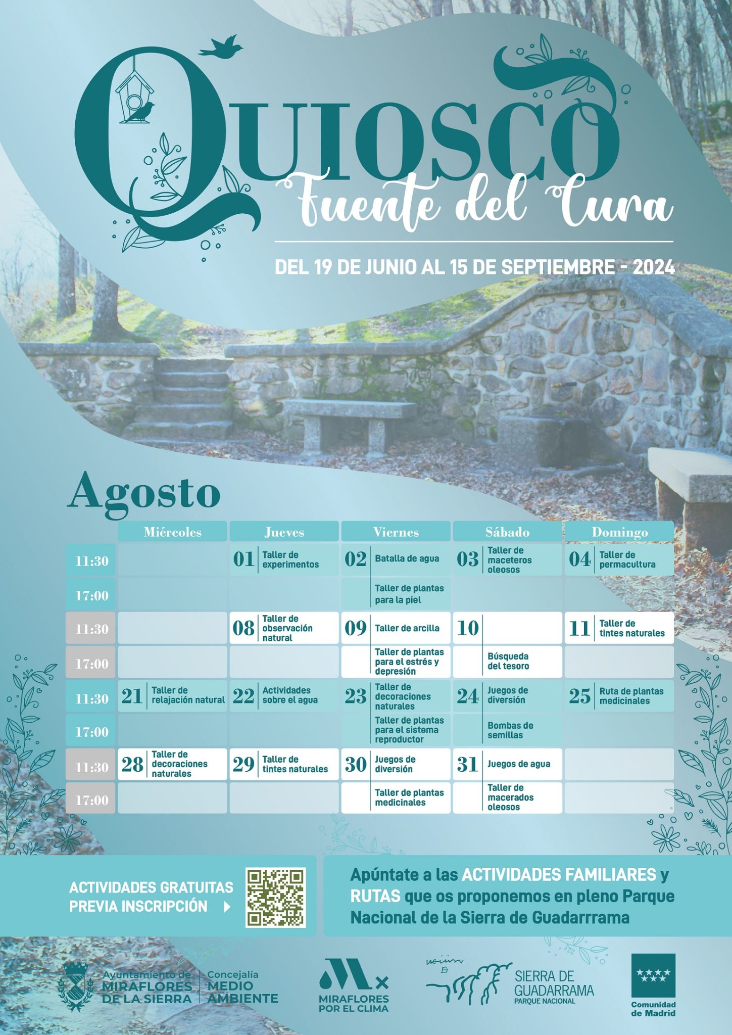 ACTIVIDADES QUIOSCO FUENTE DEL CURA - Miraflores de la Sierra